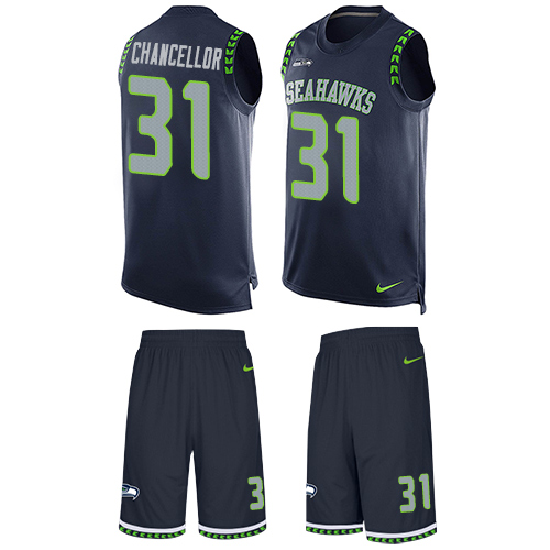 Men's Limited Kam Chancellor Nike Jersey Navy Blue - #31 Tank Top Suit NFL Seattle Seahawks